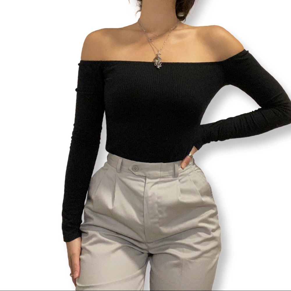 Basic Black Over the Shoulder Top
